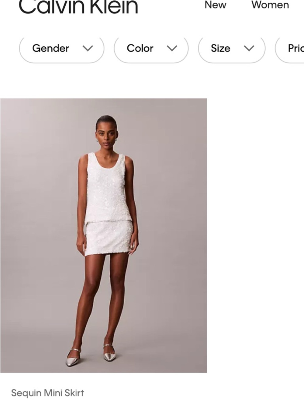 Calvin Klein Jeans Ivory Sequin Petal Mini Skirt and Top  SET